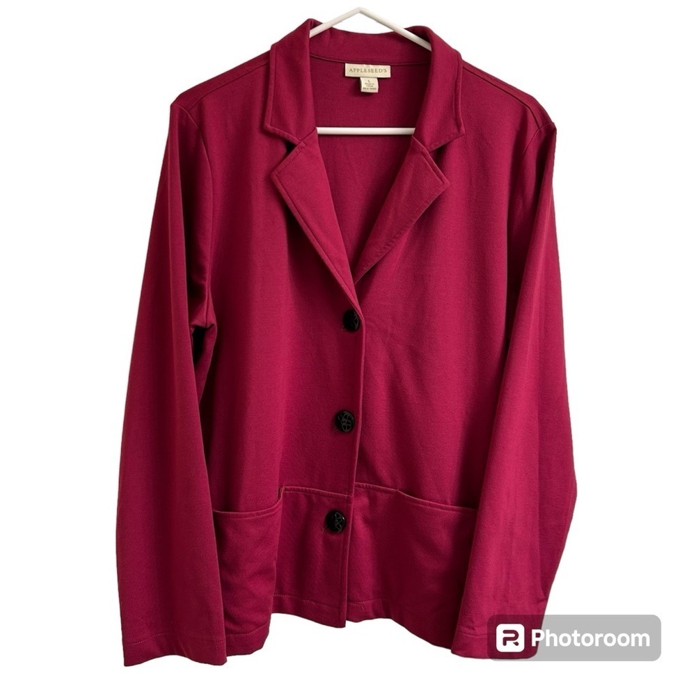 Appleseed’s Women’s Lg Magenta Casual Blazer Jacket Button Front Collar Unlined